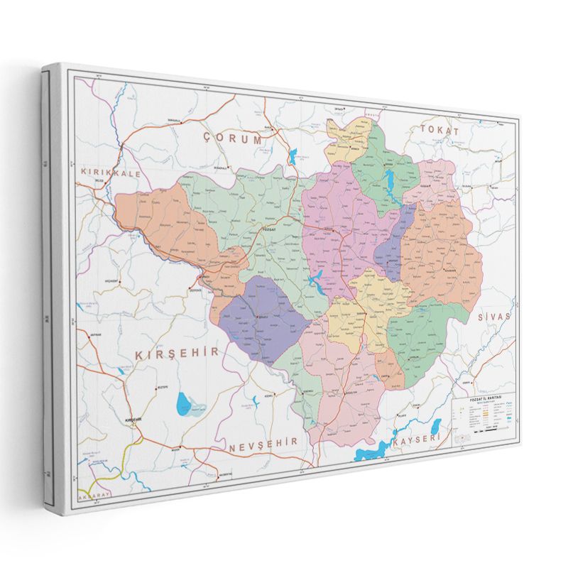 Yozgat - İl Haritası Kanvas Tablo