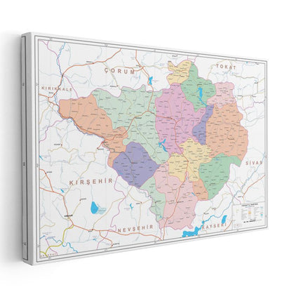 Yozgat - İl Haritası Kanvas Tablo