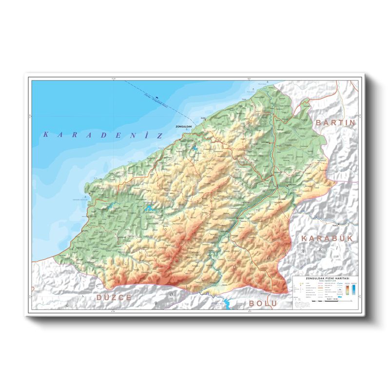 Zonguldak - Fiziki Haritası Kanvas Tablo