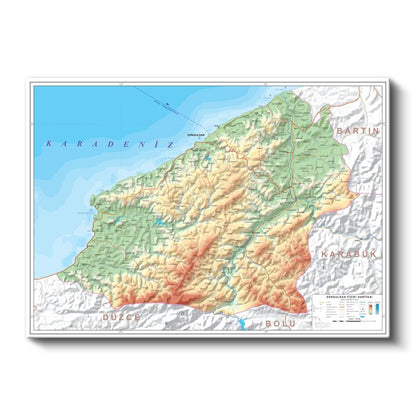 Zonguldak - Fiziki Haritası Kanvas Tablo