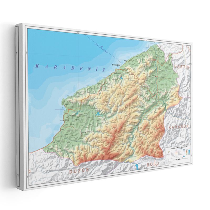 Zonguldak - Fiziki Haritası Kanvas Tablo