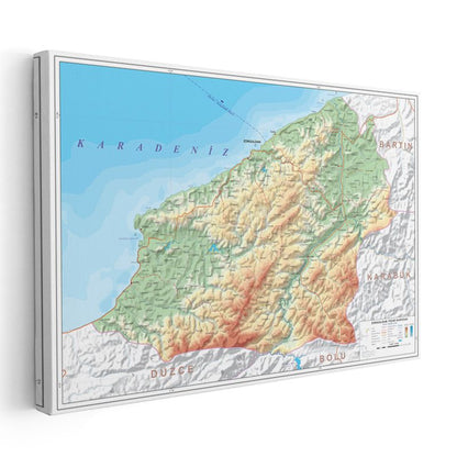 Zonguldak - Fiziki Haritası Kanvas Tablo