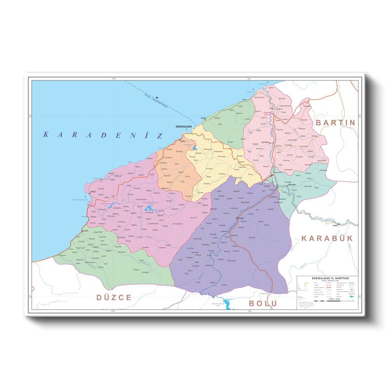 Zonguldak - İl Haritası Kanvas Tablo