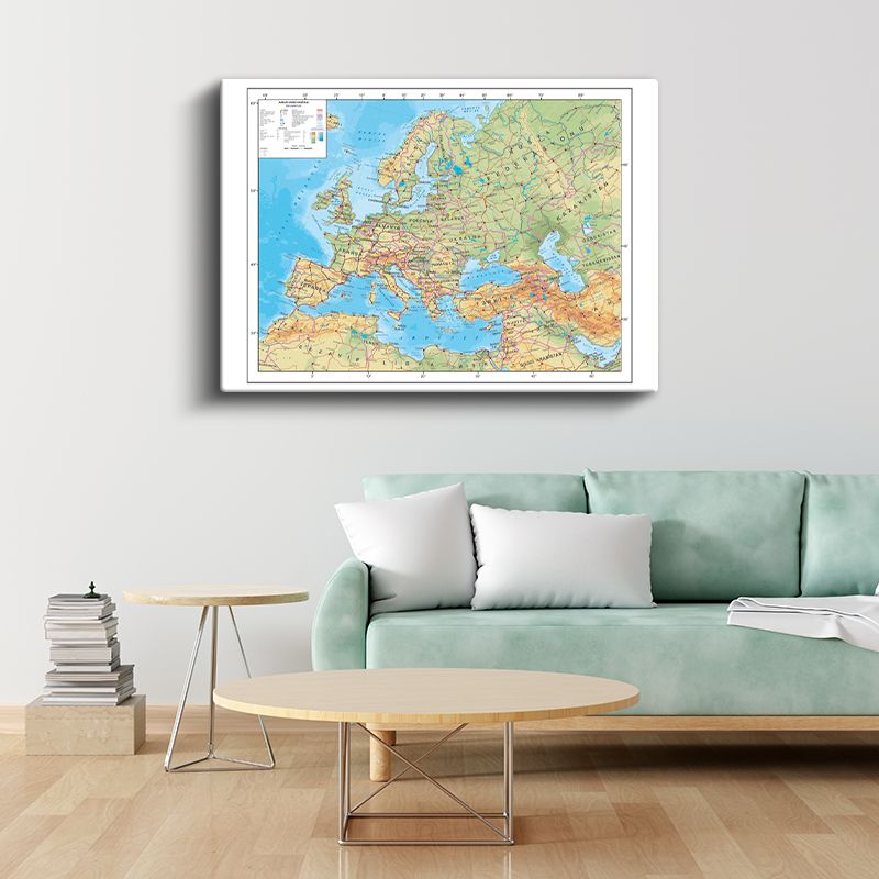 Avrupa - Fiziki Haritası Kanvas Tablo