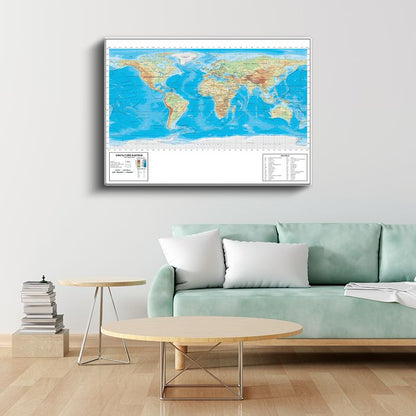 Dünya - Fiziki Haritası Kanvas Tablo