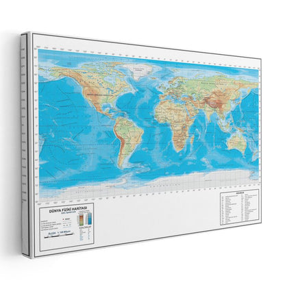Dünya - Fiziki Haritası Kanvas Tablo