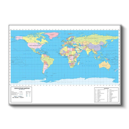 Dünya - Siyasi Haritası Kanvas Tablo