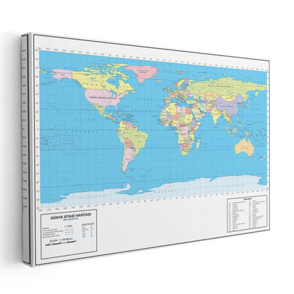 Dünya - Siyasi Haritası Kanvas Tablo
