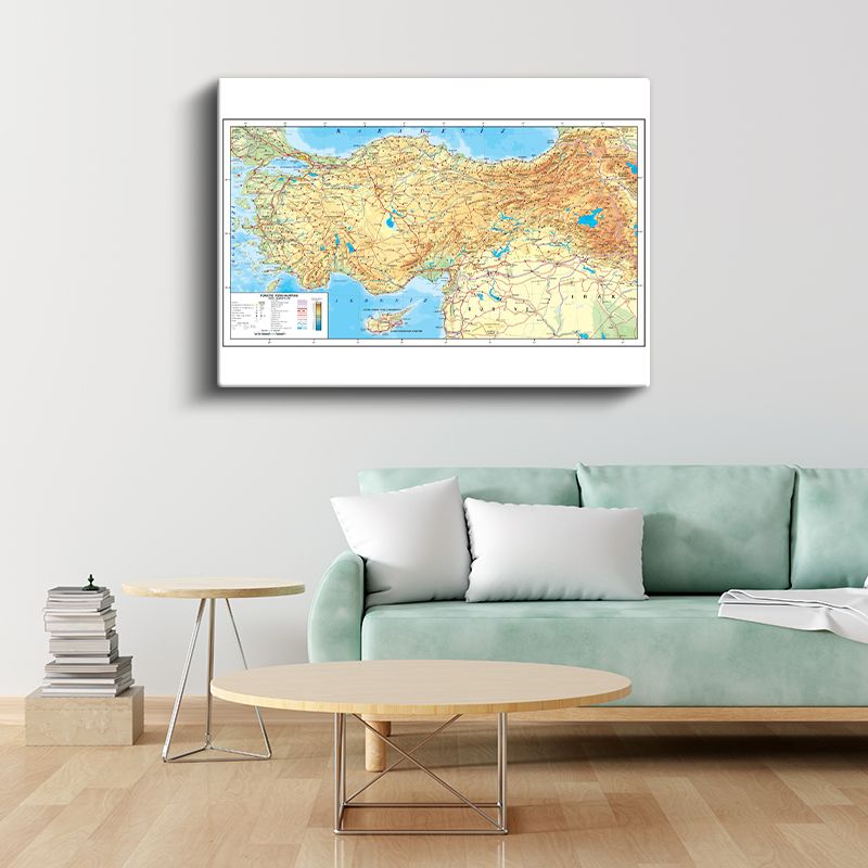 Türkiye - Fiziki Haritası Kanvas Tablo