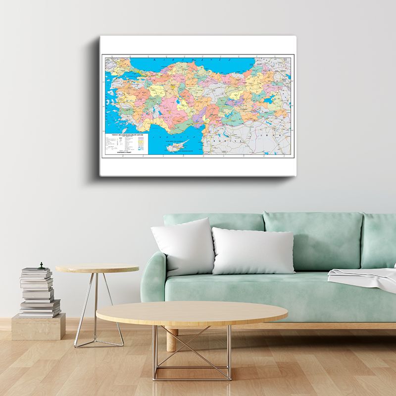 Türkiye - Siyasi Haritası Kanvas Tablo