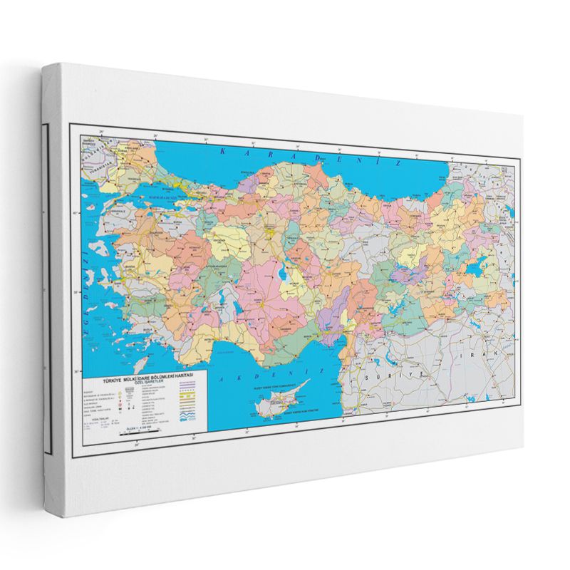 Türkiye - Siyasi Haritası Kanvas Tablo