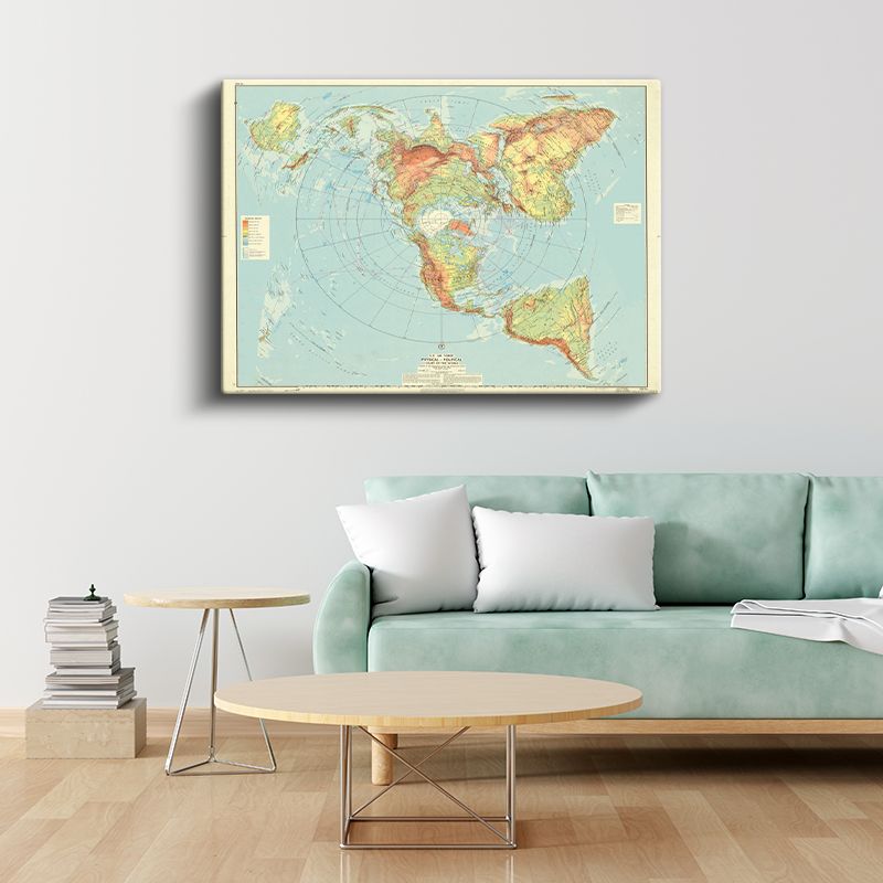 Dünya - Politik Fiziki Haritası Kanvas Tablo