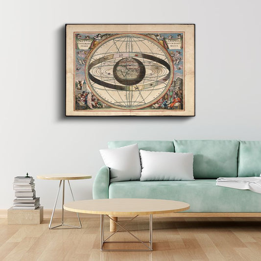 Batlamyus Sistemi - Dünya Haritası Kanvas Tablo