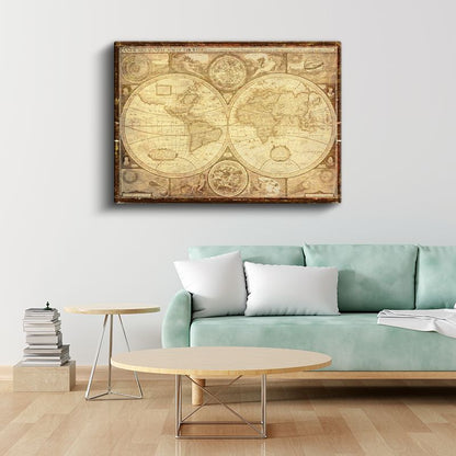 Antik Dünya Haritası Kanvas Tablo