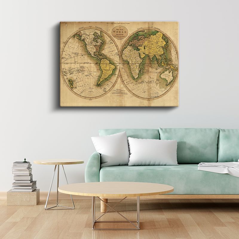1795 - Antik Dünya Haritası Kanvas Tablo