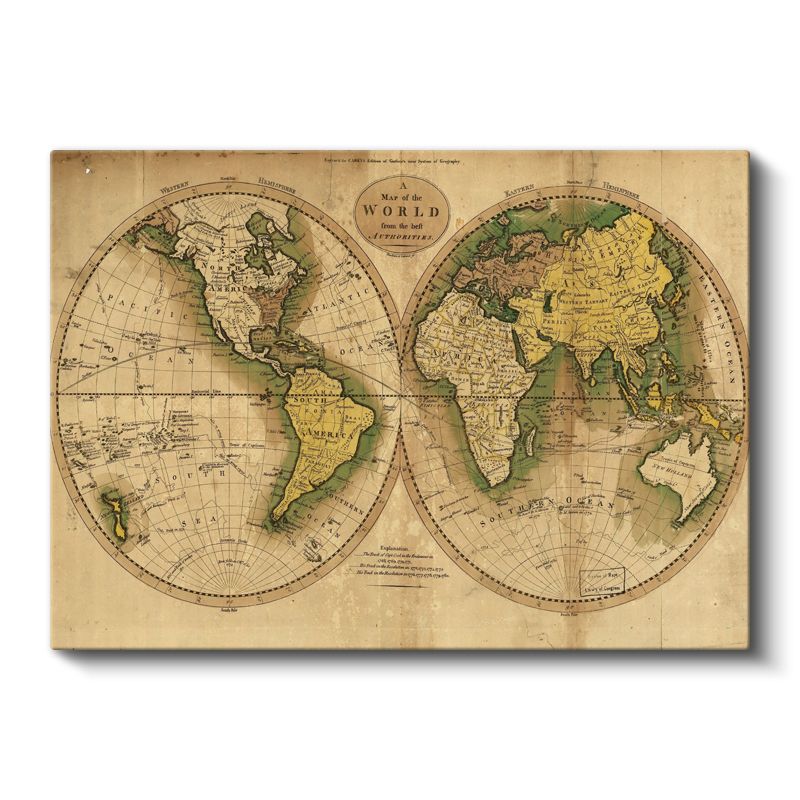 1795 - Antik Dünya Haritası Kanvas Tablo