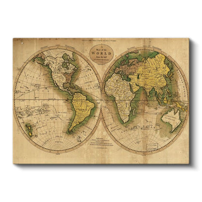1795 - Antik Dünya Haritası Kanvas Tablo