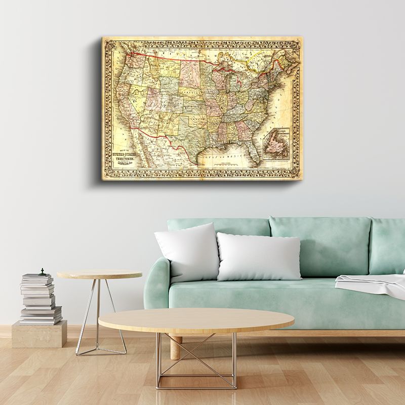Amerika Birleşik Devletleri - Antik Harita Kanvas Tablo