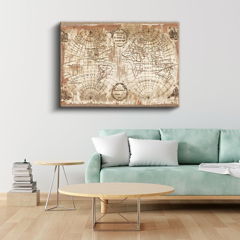 1703 - Antik Dünya Haritası Kanvas Tablo