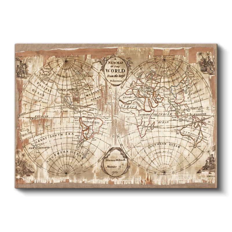 1703 - Antik Dünya Haritası Kanvas Tablo