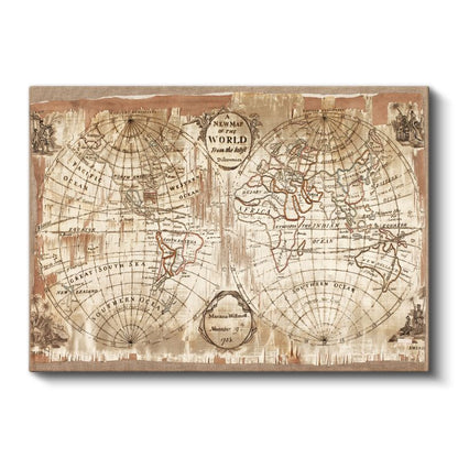 1703 - Antik Dünya Haritası Kanvas Tablo