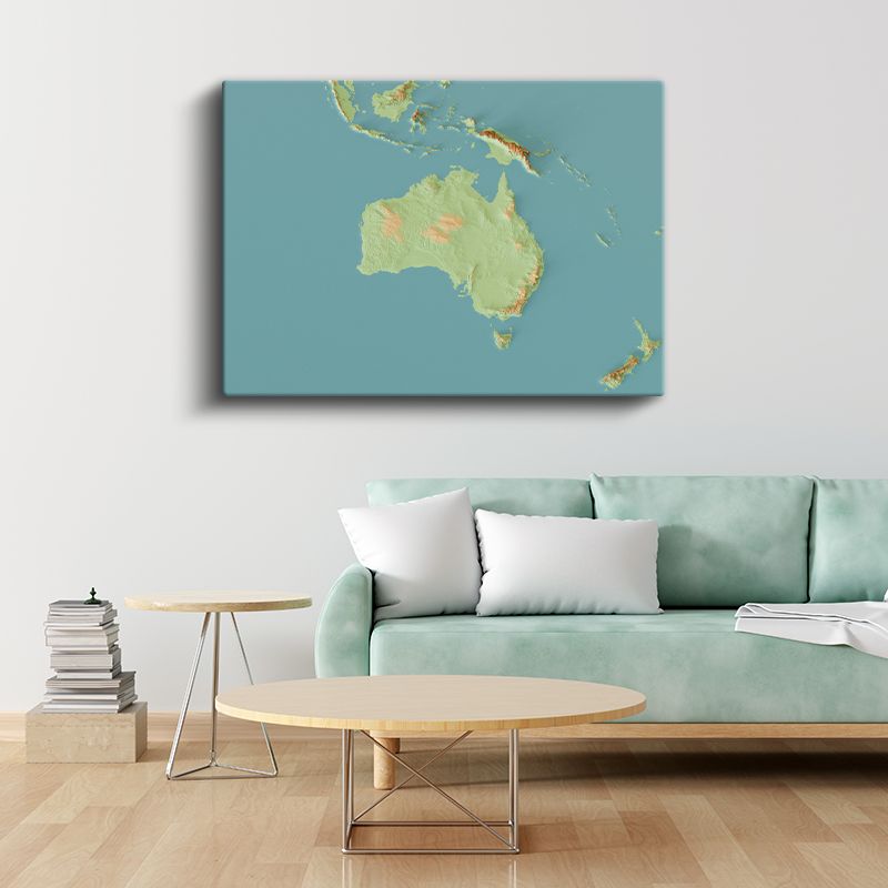 Avustralya - Fiziki Haritası Kanvas Tablo