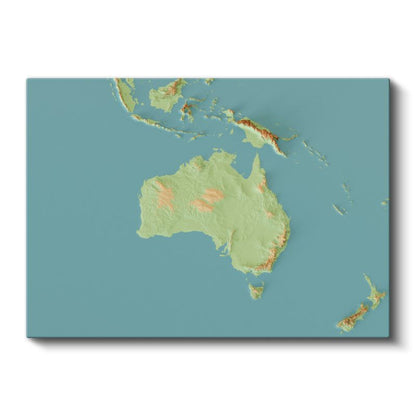 Avustralya - Fiziki Haritası Kanvas Tablo