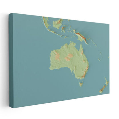 Avustralya - Fiziki Haritası Kanvas Tablo