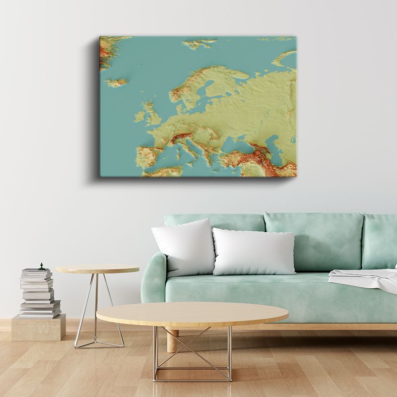 Avrupa - Fiziki Haritası Kanvas Tablo