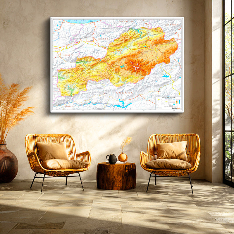 Yatay Kanvas Tablo Bolu Doğal Oluşum Harita Tablosu Ev Ofis Duvar Dekoru