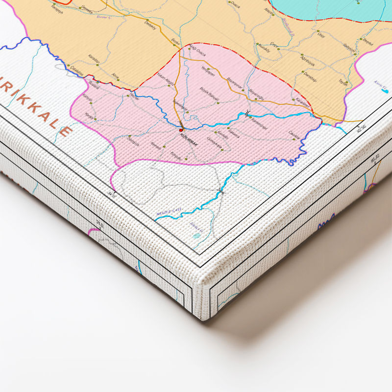 Yatay Kanvas Tablo Çankırı Bölgesel Alan Harita Tablosu Ev Ofis Duvar Dekoru