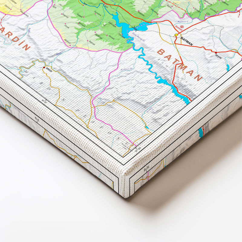 Yatay Kanvas Tablo Diyarbakır Arazi Şekli Harita Tablosu Ev Ofis Duvar Dekoru