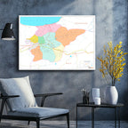 Yatay Kanvas Tablo Düzce Yerleşim Düzeni Harita Tablosu Ev Ofis Duvar Dekoru