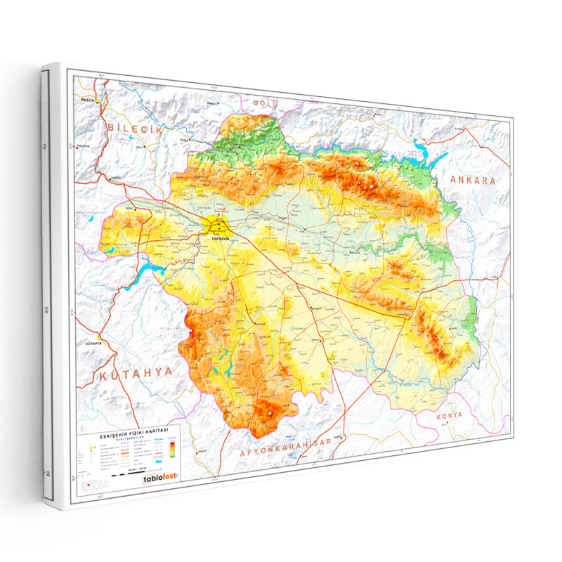 Yatay Kanvas Tablo Eskişehir Doğal Oluşum Harita Tablosu Ev Ofis Duvar Dekoru