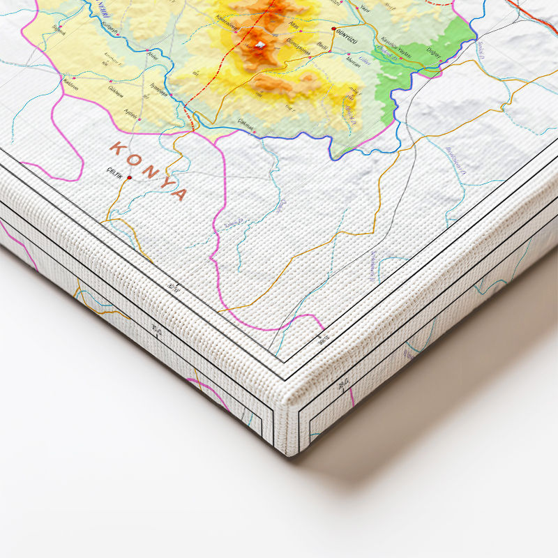 Yatay Kanvas Tablo Eskişehir Doğal Oluşum Harita Tablosu Ev Ofis Duvar Dekoru