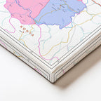 Yatay Kanvas Tablo Eskişehir İlçe Detaylı Harita Tablosu Ev Ofis Duvar Dekoru