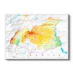 Yatay Kanvas Tablo Gaziantep Arazi Şekilleri Harita Tablosu Ev Ofis Duvar Dekoru