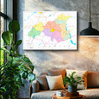 Yatay Kanvas Tablo Gaziantep Siyasi Sınır Harita Tablosu Ev Ofis Duvar Dekoru