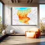 Yatay Kanvas Tablo Giresun Fiziki Yeryüzü Harita Tablosu Ev Ofis Duvar Dekoru