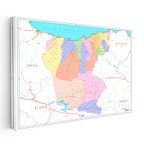 Yatay Kanvas Tablo Giresun İdari Bölümler Harita Tablosu Ev Ofis Duvar Dekoru