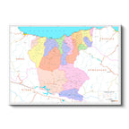 Yatay Kanvas Tablo Giresun İdari Bölümler Harita Tablosu Ev Ofis Duvar Dekoru