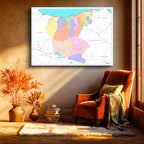 Yatay Kanvas Tablo Giresun İdari Bölümler Harita Tablosu Ev Ofis Duvar Dekoru