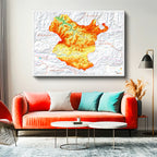 Yatay Kanvas Tablo Gümüşhane Coğrafi Yapı Harita Tablosu Ev Ofis Duvar Dekoru