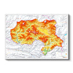 Yatay Kanvas Tablo Hakkari Topografik Harita Tablosu Ev Ofis Duvar Dekoru