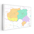 Yatay Kanvas Tablo Hakkari Mülki İdare Harita Tablosu Ev Ofis Duvar Dekoru