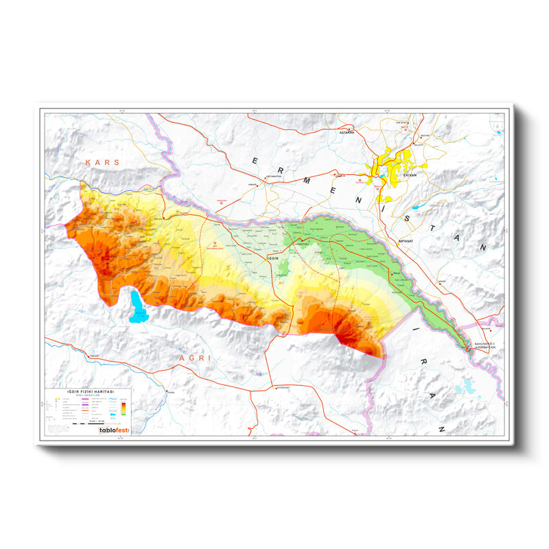 Yatay Kanvas Tablo Iğdır Doğal Oluşum Harita Tablosu Ev Ofis Duvar Dekoru
