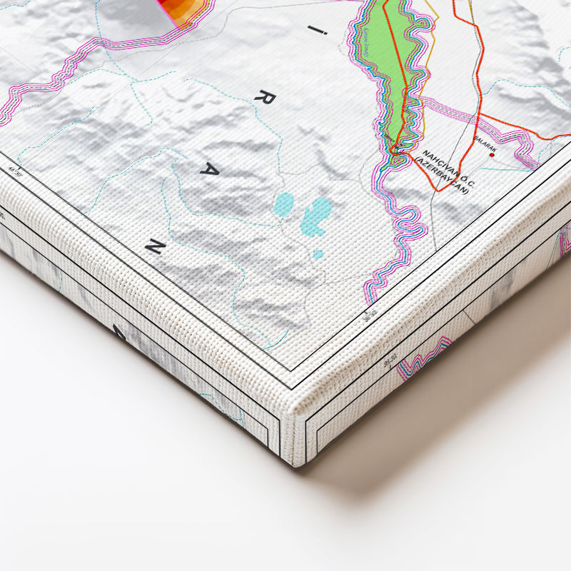 Yatay Kanvas Tablo Iğdır Doğal Oluşum Harita Tablosu Ev Ofis Duvar Dekoru
