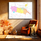 Yatay Kanvas Tablo Iğdır İlçe Planı Harita Tablosu Ev Ofis Duvar Dekoru