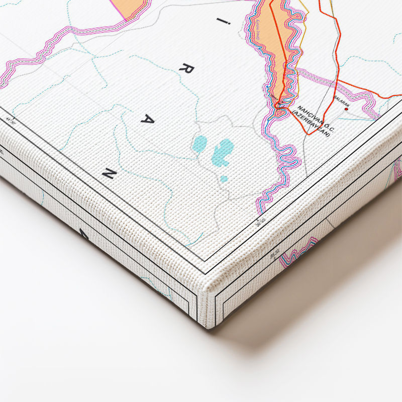 Yatay Kanvas Tablo Iğdır İlçe Planı Harita Tablosu Ev Ofis Duvar Dekoru