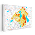 Yatay Kanvas Tablo Isparta Arazi Şekilleri Harita Tablosu Ev Ofis Duvar Dekoru
